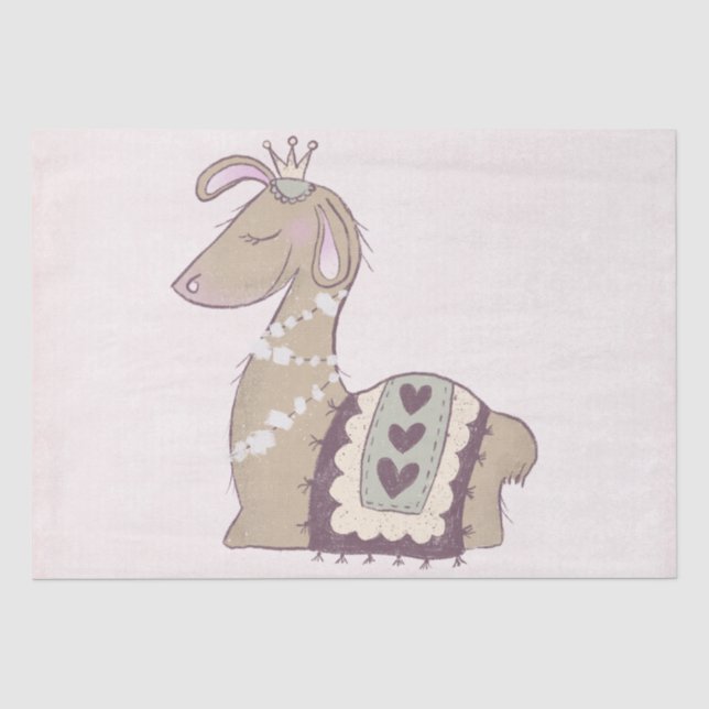 Niedliche Lama-Prinzessin mit einer Krone Seidenpapier (Vorderseite)