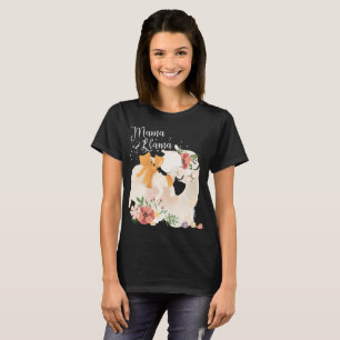 Niedliche Lamamutter mit Baby Lama u. Blumen-T - T-Shirt