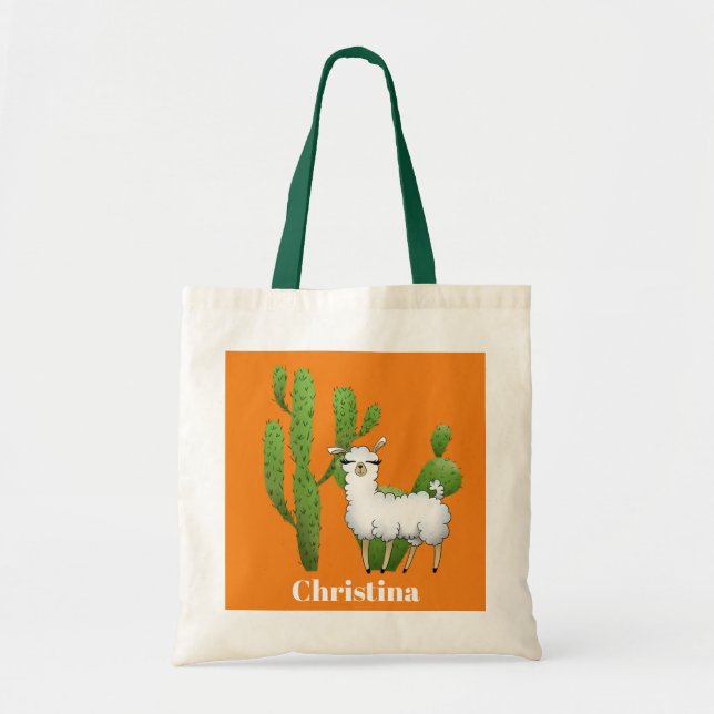 Niedliche Lamas geben Tasche mit Namen (Vorne)
