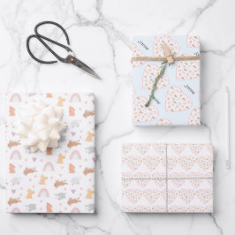 Niedliche Lamm-Osternamenspulenblätter Geschenkpapier Set