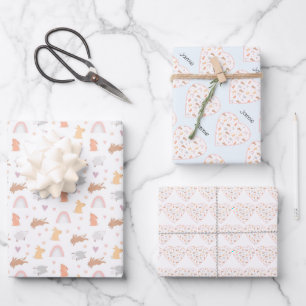 Niedliche Lamm-Osternamenspulenblätter Geschenkpapier Set