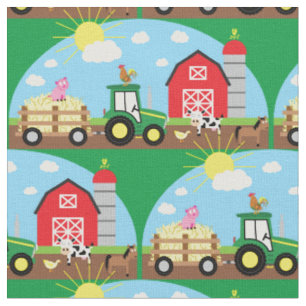 Niedliche Landkids-Traktortiere Stoff