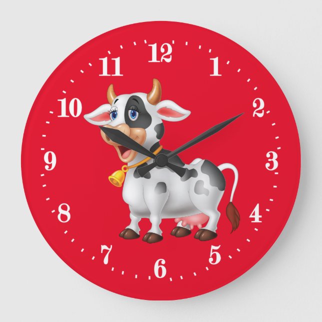 niedliche Landkuh liebt große Uhr (Vorderseite)