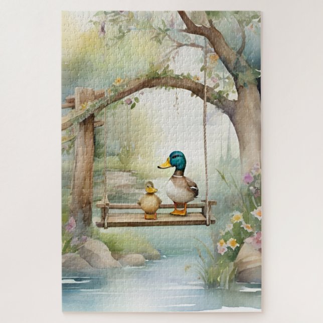 Niedliche Landrinde auf einer Schaukel (Vertikal)