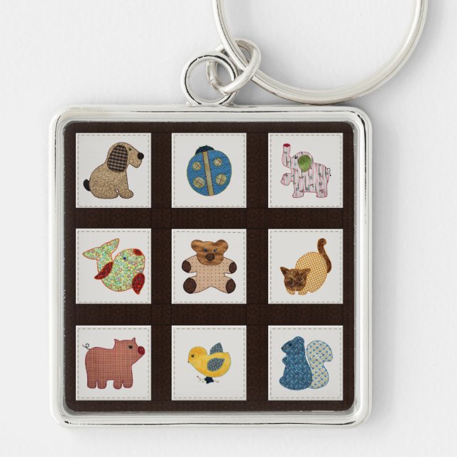 Niedliche Landstil Baby Animals Quilt Schlüsselanhänger (Vorne)