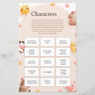Niedliche Landtiere Baby Shower Game Charaktere