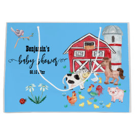 Niedliche Landtiere Babydusche blau Große Geschenktüte