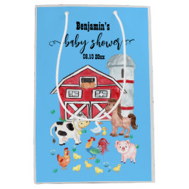 Niedliche Landtiere Babydusche blau Mittlere Geschenktüte