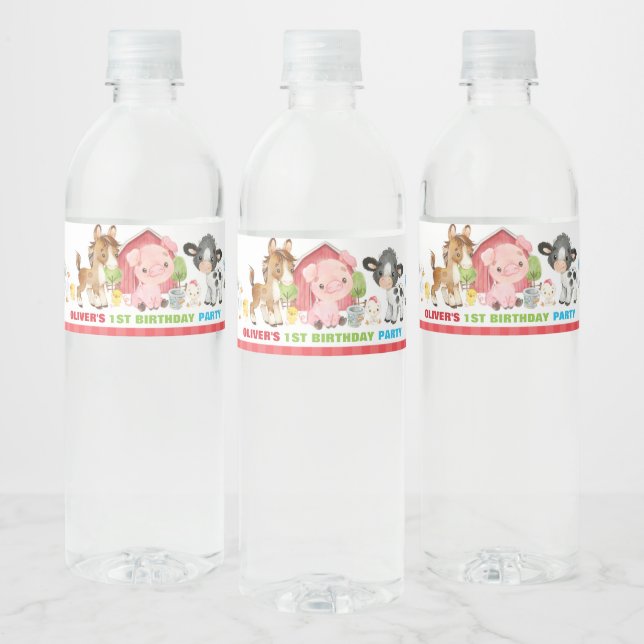 Niedliche Landtiere Barnyard Birthday Baby Dusche (Flaschen)