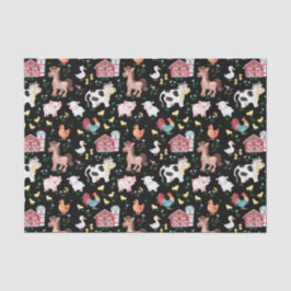 Niedliche Landtiere Barnyard Black Seidenpapier