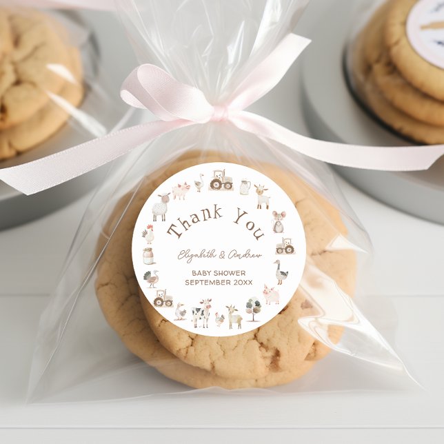 Niedliche Landtiere Boho Kinderdusche Vielen Dank Runder Aufkleber (Von Creator hochgeladen)