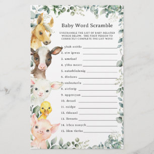 Niedliche Landtiere Grünpflanzen Baby Word Scrambl