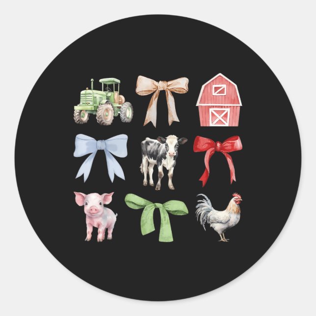 Niedliche Landtiere Kühe Schweinefleisch Coquette  Runder Aufkleber (Vorderseite)