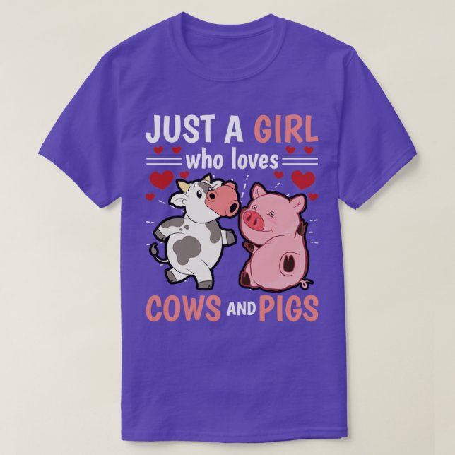 Niedliche Landtiere, nur ein Mädchen, das Kühe und T-Shirt (Design vorne)