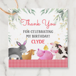 Niedliche Landtiere Red Gingham Vielen Dank Geschenkanhänger