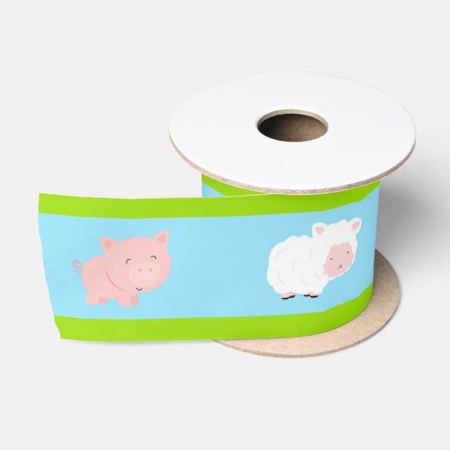 Niedliche Landtiere Satinband (Spule)