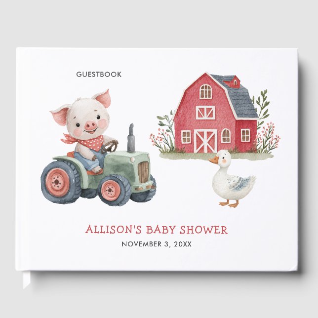 Niedliche Landtiere Schweinefleisch Barnyard Babyd Gästebuch (Vorderseite)