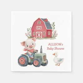 Niedliche Landtiere Schweinefleisch Traktor Kinder Serviette
