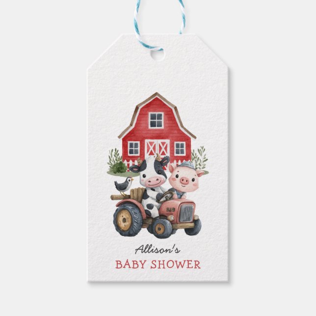 Niedliche Landtiere Schweinekühe Barnyard Babydusc Geschenkanhänger (Vorderseite)