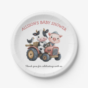 Niedliche Landtiere Schweinekühe Barnyard Babydusc Pappteller