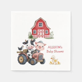 Niedliche Landtiere Schweinekühe Barnyard Babydusc Serviette
