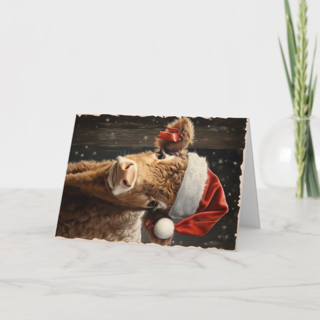 Niedliche Landtiere Weihnachtsgrüße Karte (Vorderseite)