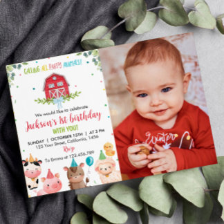 Niedliche Landtiere zum Geburtstag Einladung