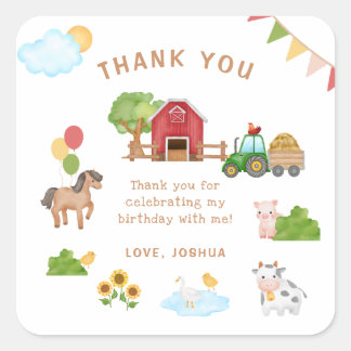 Niedliche Landtiere zum Geburtstag Vielen Dank für Quadratischer Aufkleber