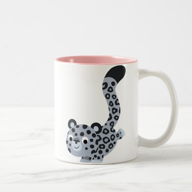 Niedliche Landung Cartoon Snow Leopard Tasse (Rechts)