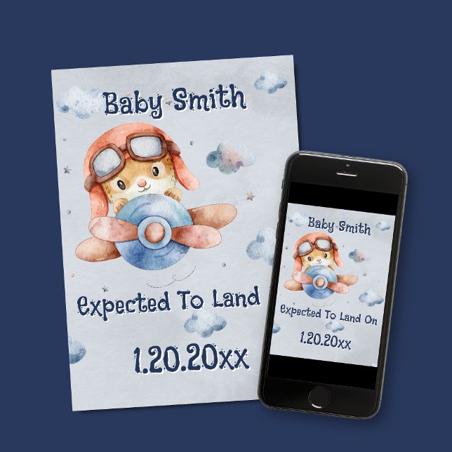 Niedliche Landung der Schwangerschaft Ankündigung (Cute Baby Boy Airplane Pregnancy Announcement)