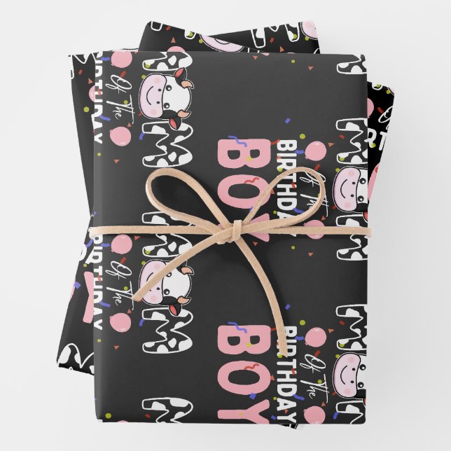 Niedliche landwirtschaftliche Kuh: Mama der Jungti Geschenkpapier Set (Beispiel)