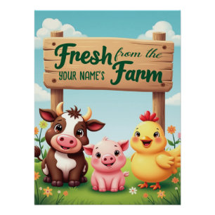 Niedliche landwirtschaftliche Nutztiere unter Betr Poster
