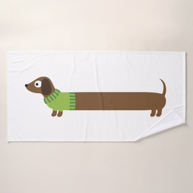 Niedliche lange Dackel-Illustration Badehandtuch (Badehandtuch)