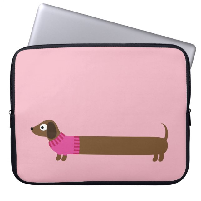 Niedliche lange Dackel-Illustration Laptopschutzhülle (Vorderseite)