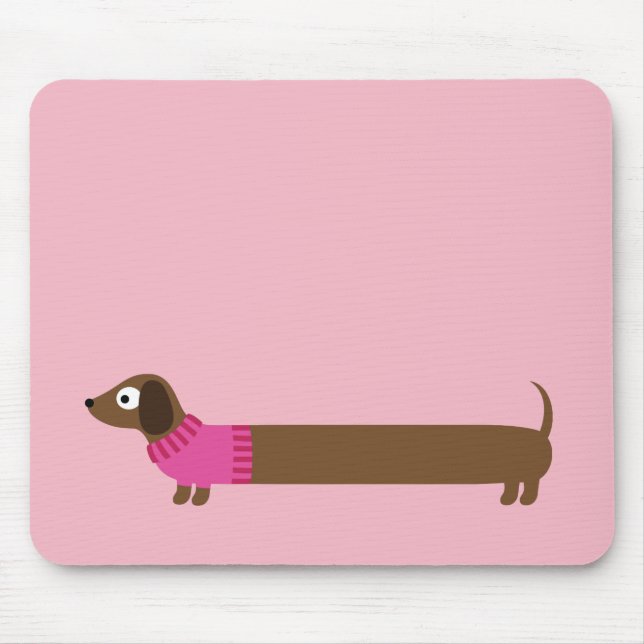 Niedliche lange Dackel-Illustration Mousepad (Vorne)