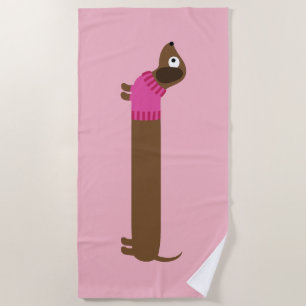 Niedliche lange Dackel-Illustration Strandtuch