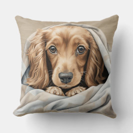 NIEDLICHE LANGFRIERTE DACKEL PUPPEN UNTER BLANKET KISSEN