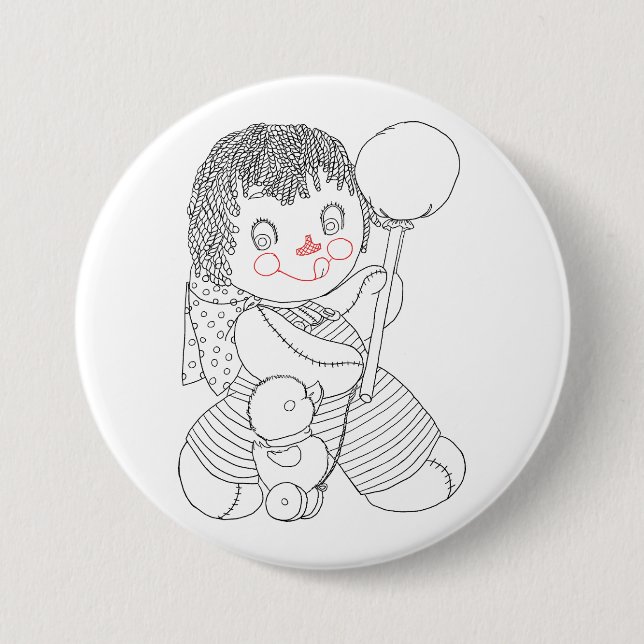 Niedliche Lappen-Puppenente Button (Vorderseite)
