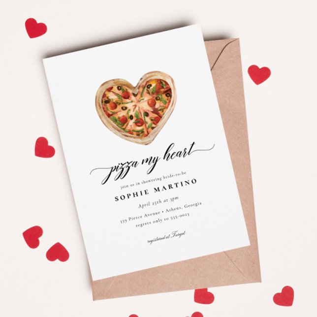 Niedliche Lässige Pizza My Heart Italienisches Bra Einladung (Von Creator hochgeladen)