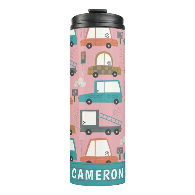 Niedliche Lastkraftwagen Rosa Personalisiert Thermosbecher (Vorderseite)