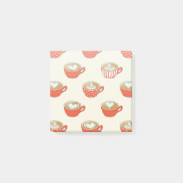 Niedliche Latte Art in Red Coffee Mugs Muster Post-it Klebezettel