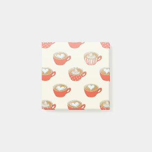 Niedliche Latte Art in Red Coffee Mugs Muster Post-it Klebezettel