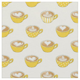 Niedliche Latte Art in Yellow Coffee Mugs Muster Stoff