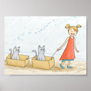 Niedliche Laufkatzen Grafik Poster