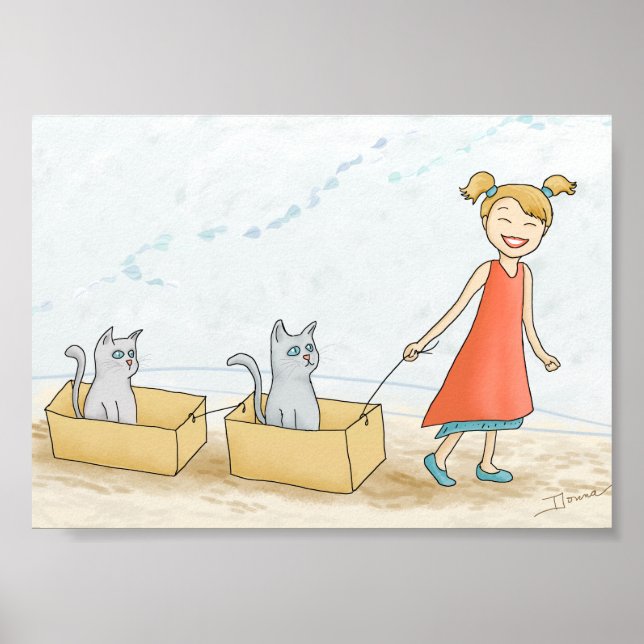 Niedliche Laufkatzen Grafik Poster (Vorne)