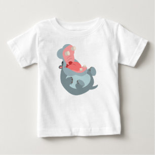 Niedliche Laughing Cartoon Hippo Baby T - Shirt