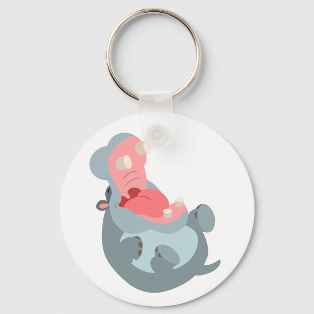 Niedliche Laughing Cartoon Hippo Schlüsselanhänger (Vorderseite)