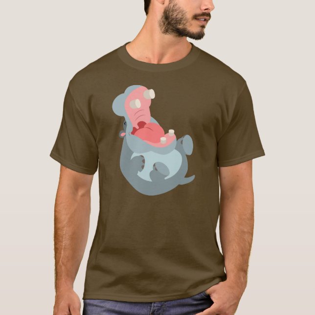 Niedliche Laughing Cartoon Hippo T - Shirt (Vorderseite)