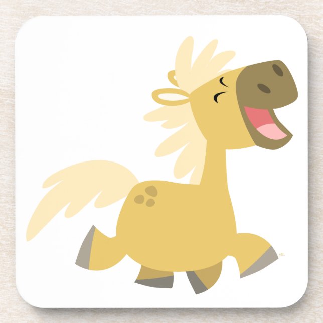 Niedliche Laughing Cartoon Pony Untersetzer Set (Vorderseite)