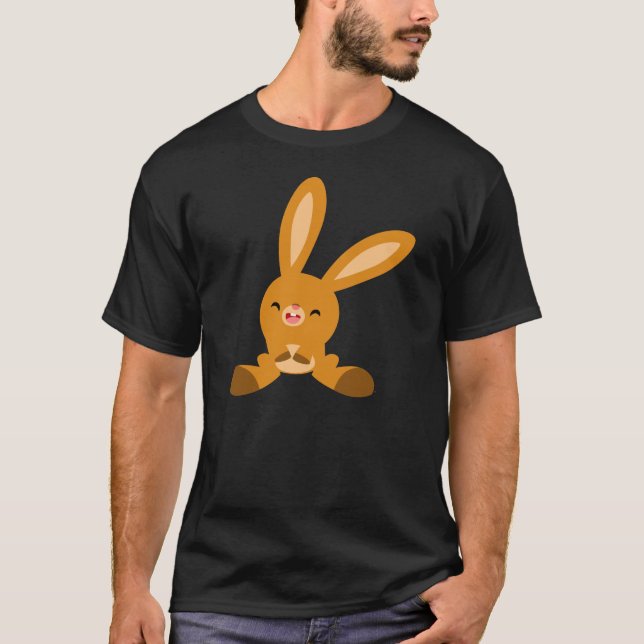 Niedliche Laughing Cartoon Rabbit T - Shirt (Vorderseite)